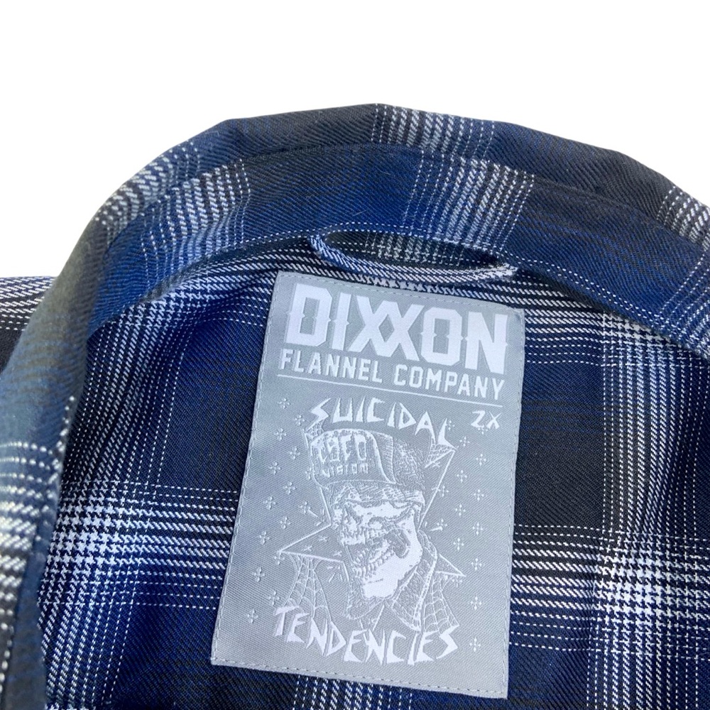 Dixxon Suicide Tendencies Blue Plaid Long Sleeve Button Down Shirt - Picture 3 of 4